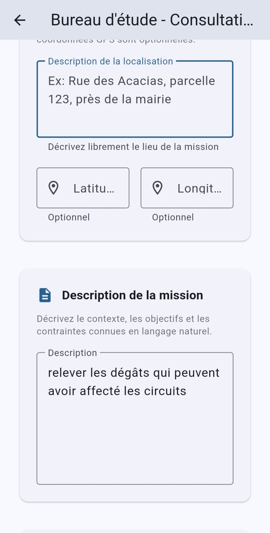 TopAssist — description d'une mission sur l'application